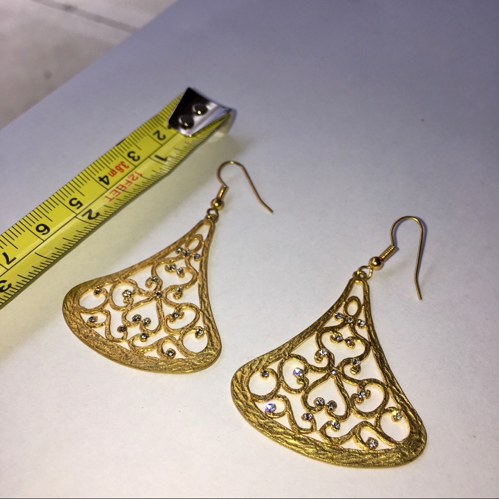 Bell and Flat, Gold plated with Crystals Earrings